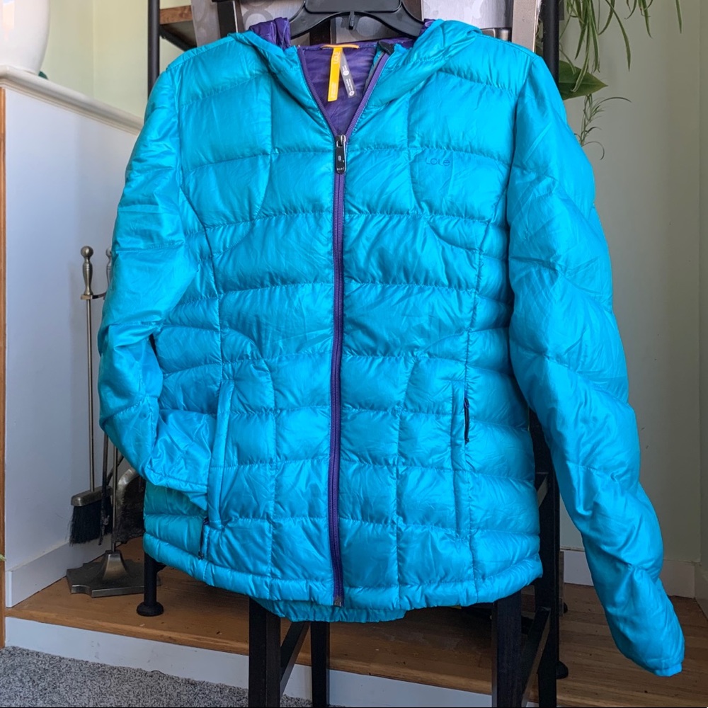 NEW Lole Turquoise Down Puffy Hooded Coat Jacket